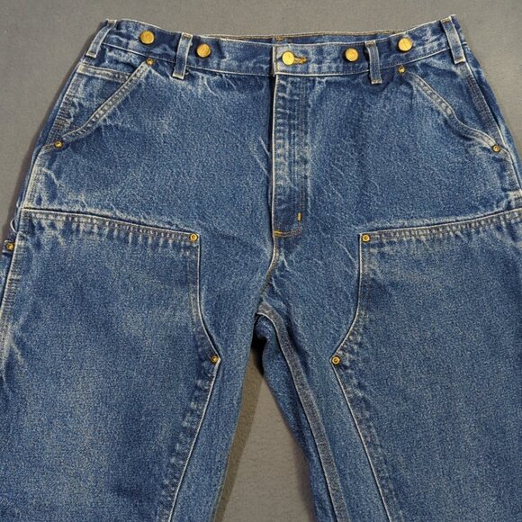 Carhartt Jeans Men's 38x34 Fits 36x33 Blue Double Knee Dungaree Fit B07 DNM - Picture 6 of 12